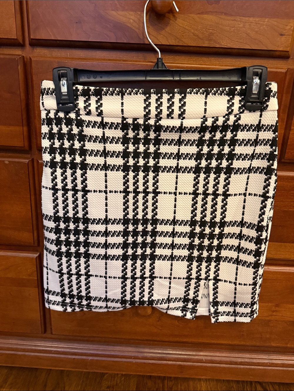 SHEIN Black & White Plaid Pencil Skirt